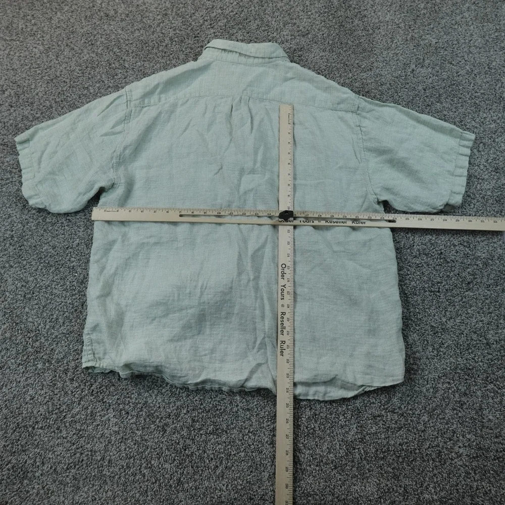 Indigo Palms Shirt Mens XL Green Irish Linen Short Sleeve Button Up Casual Beach